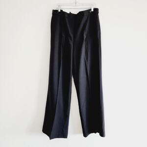 Calvin Klein Black Pleated Straight Leg Suit Pants Trousers Side Zipper Size 14